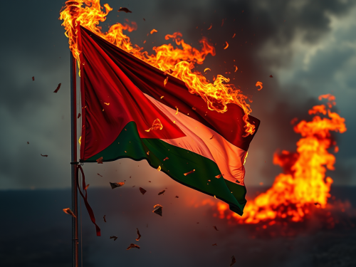 The Burning Palestinian Flag in Pieces