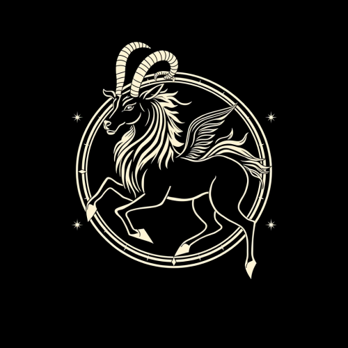 The Capricorn Zodiac on a Black Background