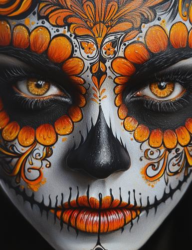 The Catrina's Intricate Makeup at Fall Sunset