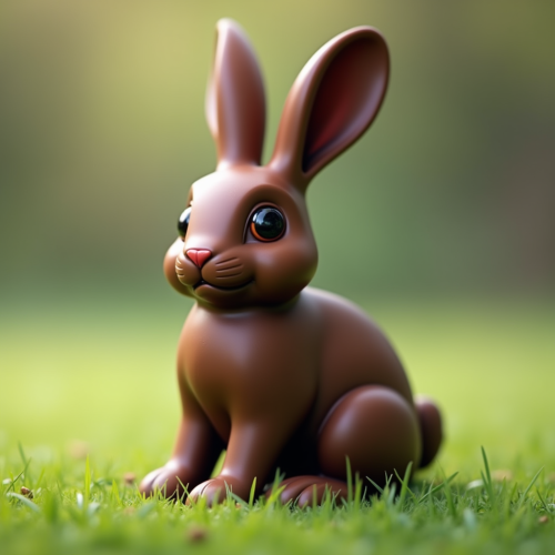 The Chocolate Bunny Sitting on Grass