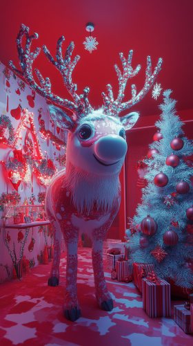 The Christmas room with a cute monster