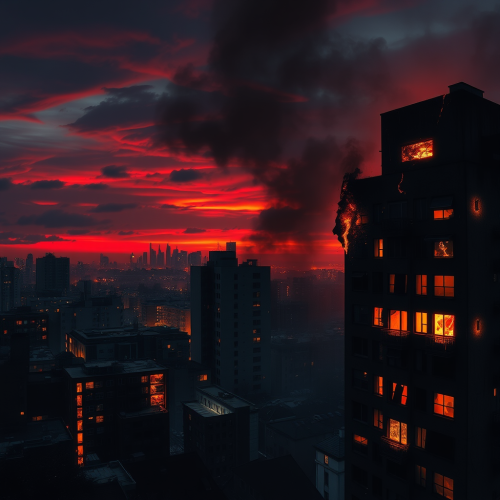 The City Burns Under a Red Sky at Night