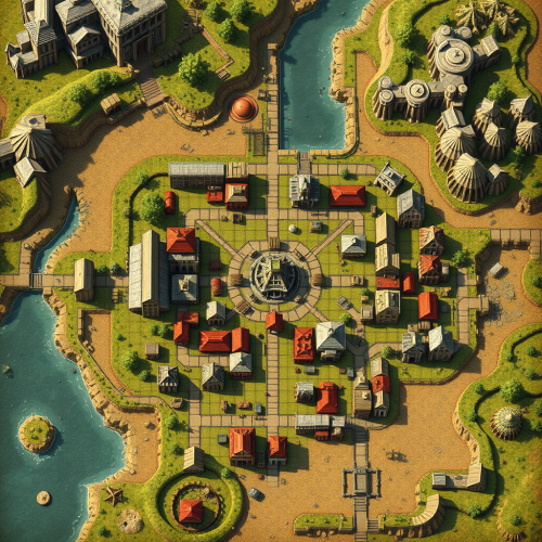 The City Center Battlemap with Square Grid