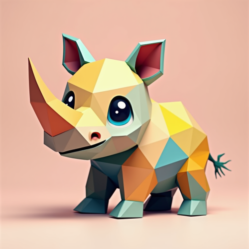 The Colorful Geometric Baby Rhino Cartoon