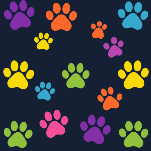 The Colorful Minimalistic Background of 9 Paw Prints