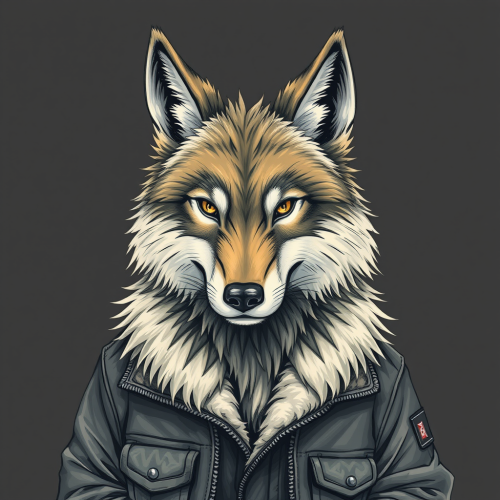 The Cool Wolf in a Jacket Drawing