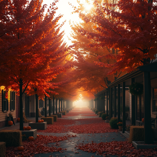 The Cozy Autumn Atmosphere in a Small Town