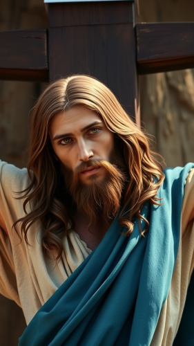 The Crucifixion of Bearded Jesus with Blue Sash