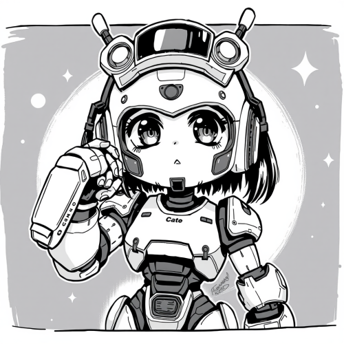 The Cute Manga Robot Girl in Noir Style