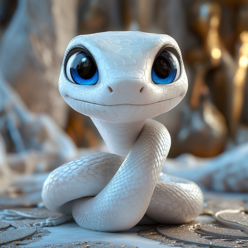 The Cute White Snake with Blue Eyes