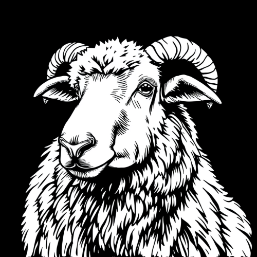 The Dramatic, Textured Sheep in Line Art