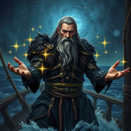 The Druid Man on Ship Summoning Stars.