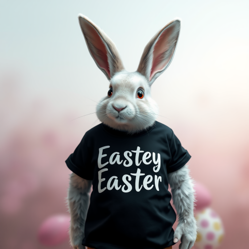The Easter Bunny Wearing a Black T-Shirt