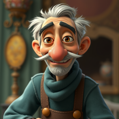 The Elderly Italian Man in Pixar Style The Elderly Italian Man in Pixar Style