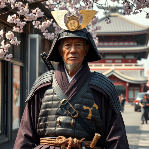 The Elderly Samurai Wanderer Returns from Battle