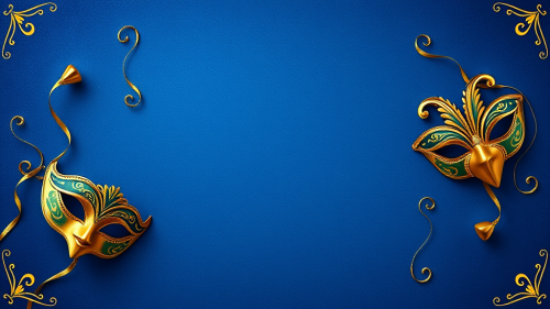 The Elegant, Carnival-Themed Background with Golden Masks