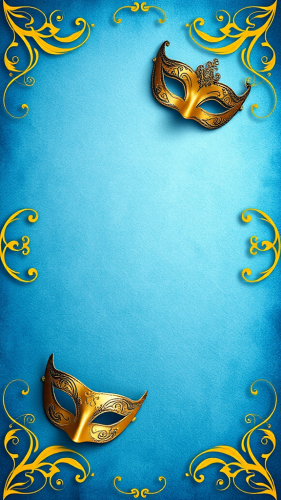 The Elegant Carnival Themed Gold and Blue Backdrop