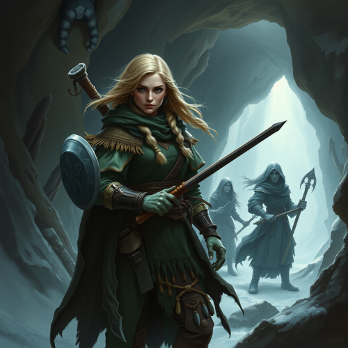 The Enchanter and Drow Fighters Underground