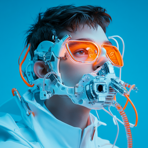 The Fashionable Man with Futuristic Oxygen Mask