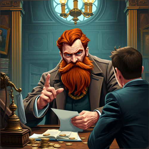 The Fearful Banker Negotiating in Coin-Filled Office