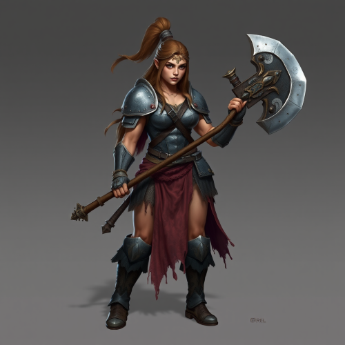 The Female Half-Orc Barbarian with Great Axe