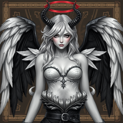 The Female with Angel Wings and Demon Horns