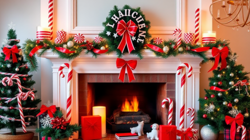 The Festive Candy Cane Lane Fireplace