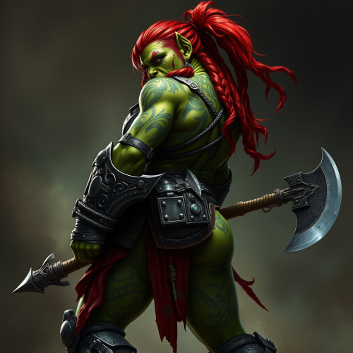 The Fierce Female Orc Warrior Glancing Back