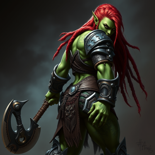 The Fierce Female Orc Warrior Glancing Back