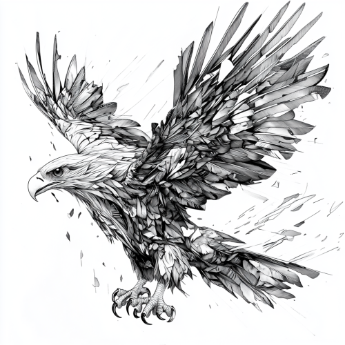 The Flapping Philippine Eagle in Line Art Style