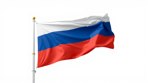 The Floating Russian Flag on White Background