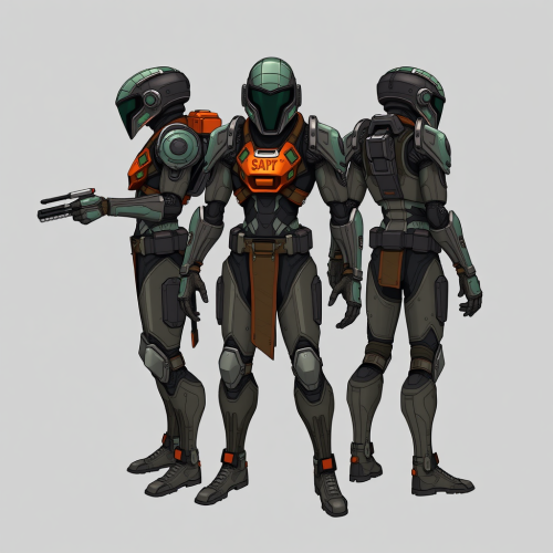 The Four-Armed Sci-Fi Character's Turnaround Images