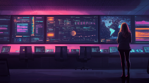 The Future Office with Woman Leader and Technology