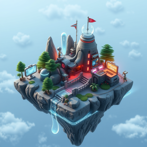 The Futuristic Mini-World on a Floating Island