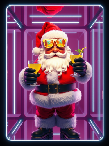 The Futuristic Neon Cube Party with Santa Claus