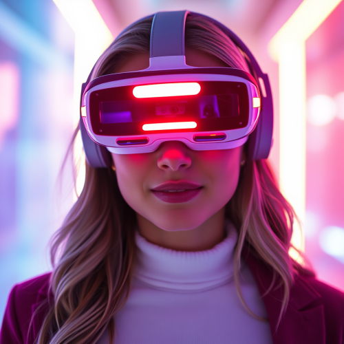 The Futuristic Woman Wearing VR Goggles