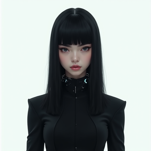 The Futuristic Woman with Glowing Neck Tattoo