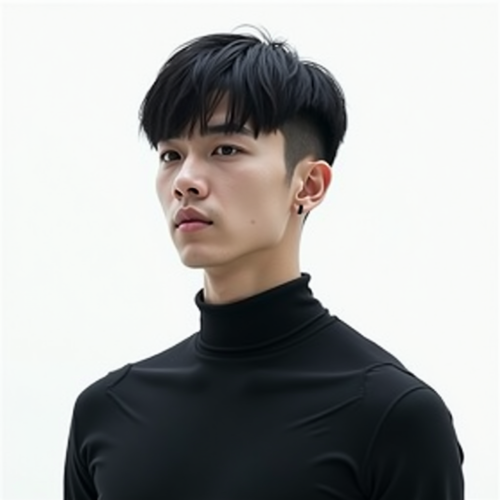 The Futuristic Young Man in Minimalist Black Outfit