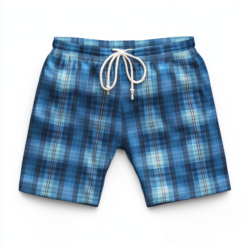 The Girl's Blue Plaid Pajama Shorts Display