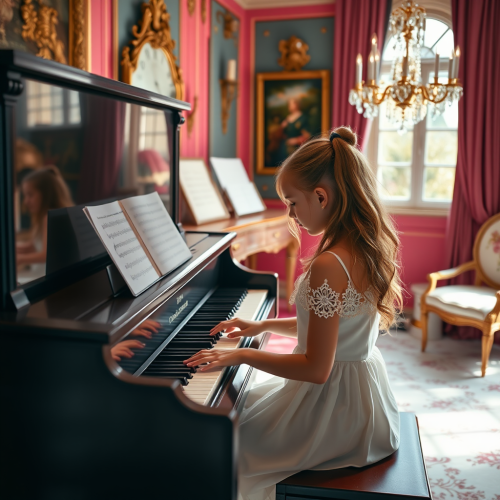 The Girl Preparing for a Concert on Piano