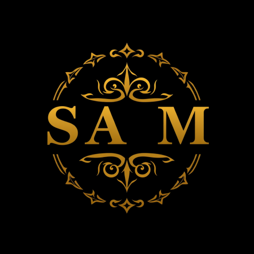 The Golden SAM Logo on Dark Background