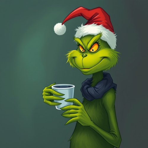 The Grinch Holding a Cup