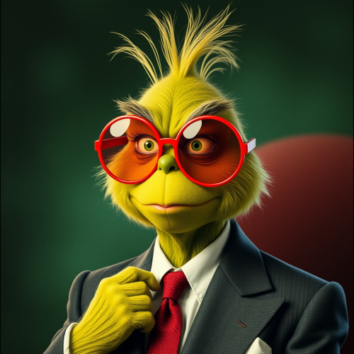 The Grinch in Circular Glasses and Suit