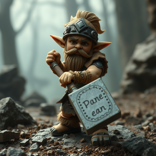 The Halfling Barbarian Holds a Hammer Action Shot