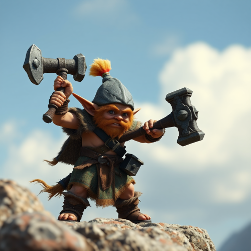 The Halfling Barbarian Swinging a Hammer