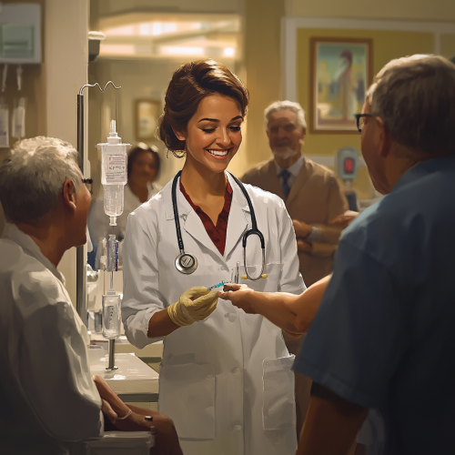 The Happy Phlebotomist in a Medical Office