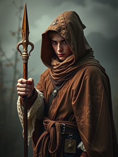 The Hooded Air Magician in Medieval Attire