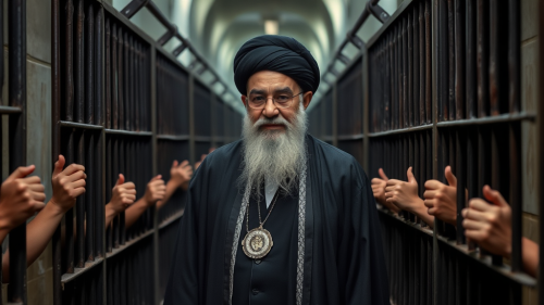The Iranian Cleric Walking Past Praying Prisoners