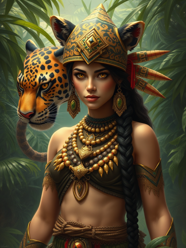 The Jaguar Spirit Empowers Mayan Warrior Princess