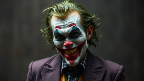 The Joker's Full Body with a Serious Grin